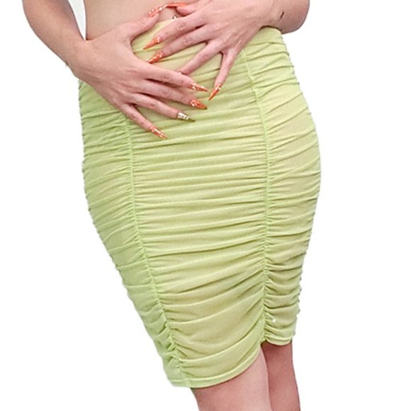 Lime Green Y2k Pinup Girl Skirt - Picture 1 of 5